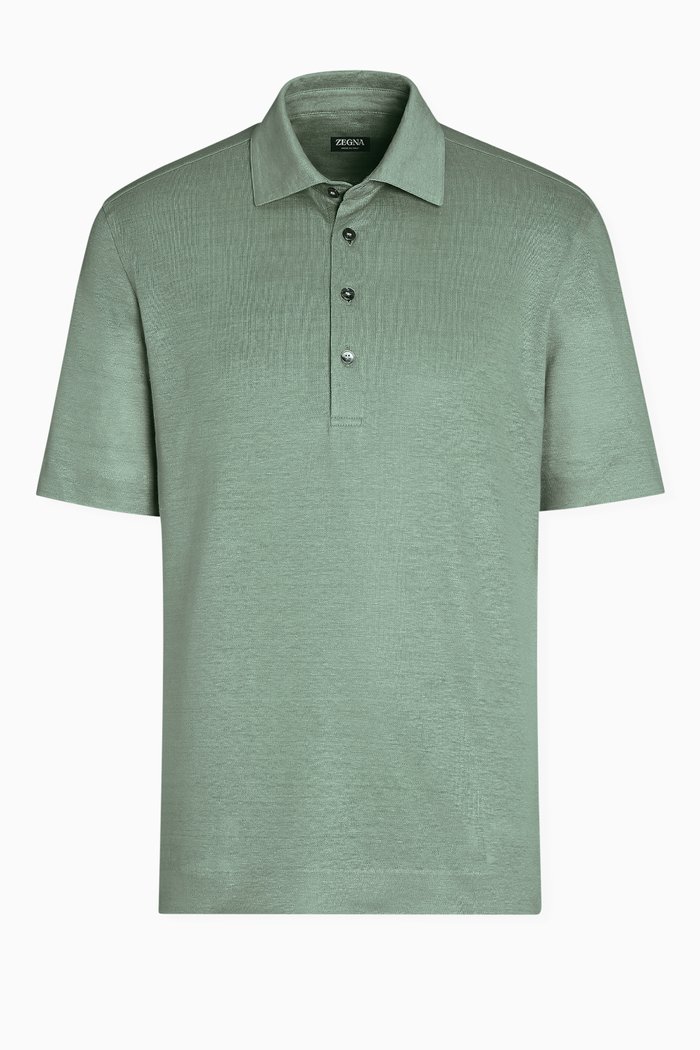 

Polo Shirt in Linen, Green