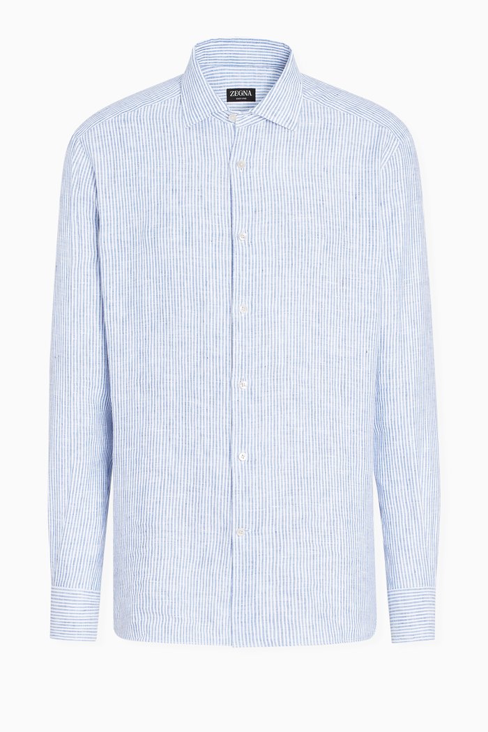 

Oasi Striped Shirt in Linen, Blue