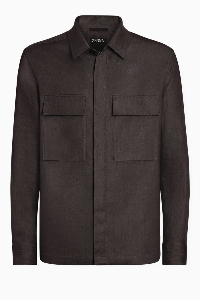 

Oasi Lino Overshirt in Linen, Brown