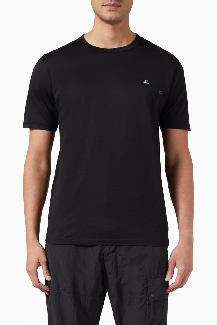 

70/2 Mercerized Logo T-shirt in Cotton-jersey, Black