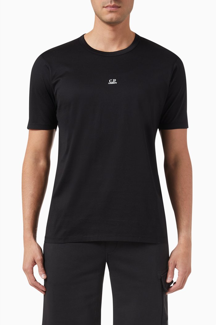 

70/2 Mercerized Logo T-shirt in Cotton-jersey, Black