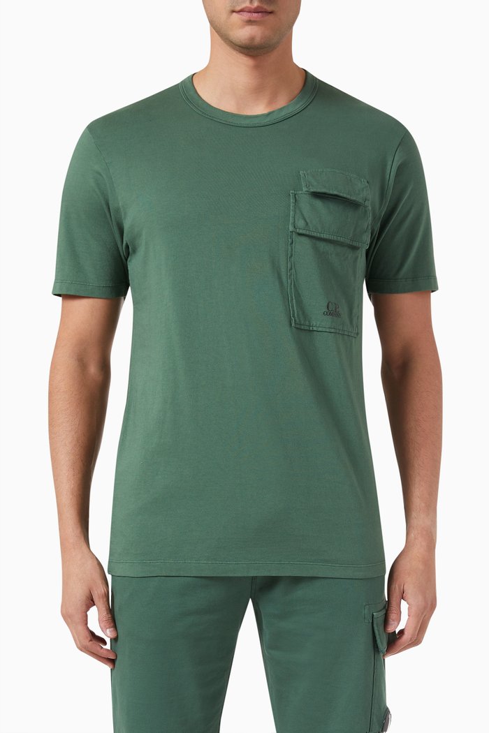 

20/1 Flap Pocket T-shirt in Cotton-jersey, Green