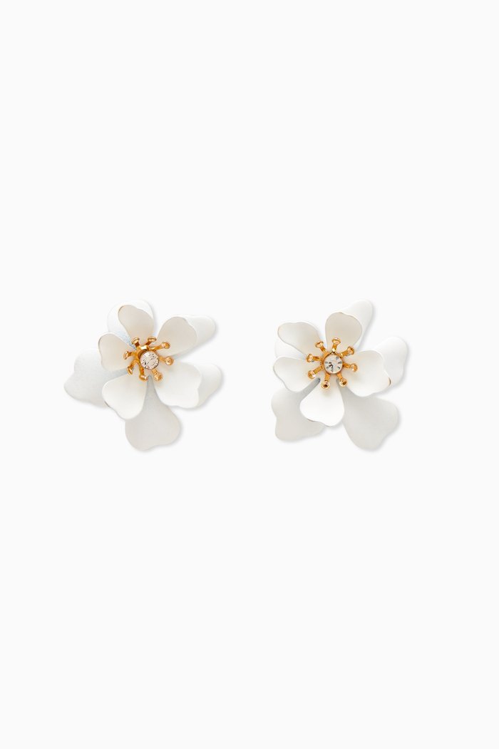 

Bloom Earrings in Gold-plated Brass, White