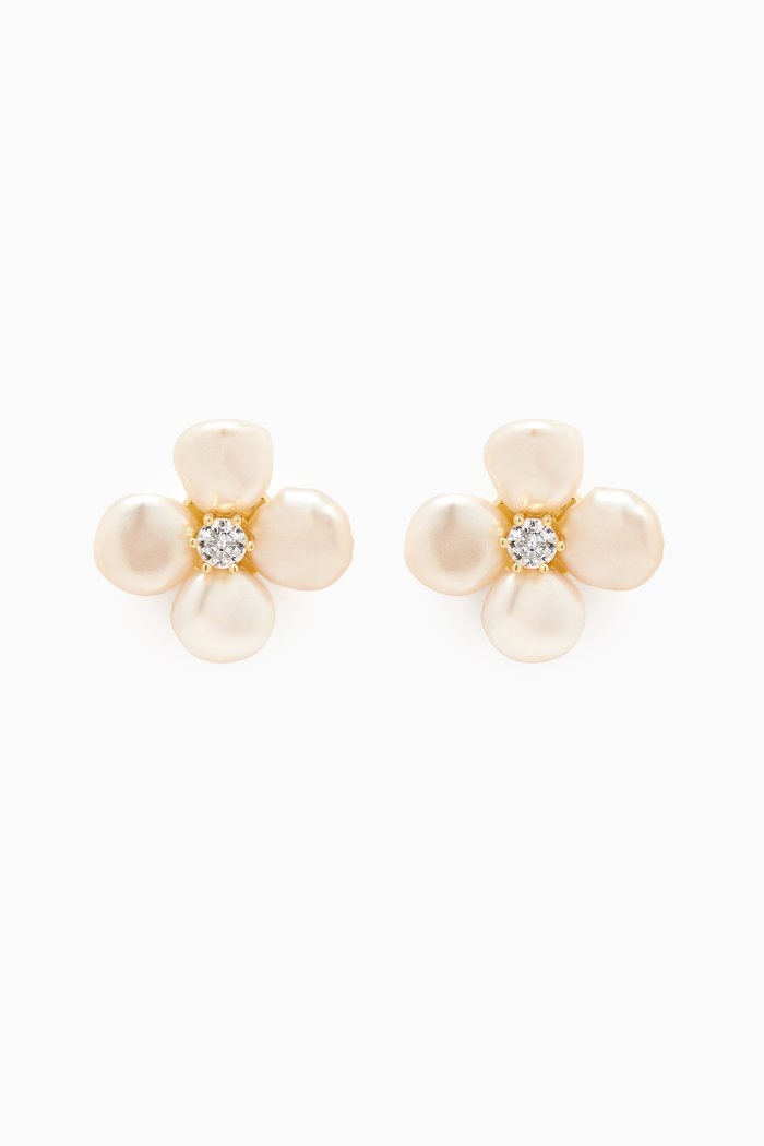 

Flower Pearl Earrings in 14kt Vermeil Sterling Silver, White
