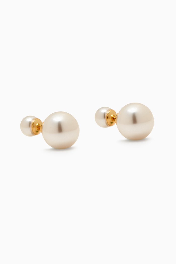 

Double Ball Earrings with Swarovski Pearls, White