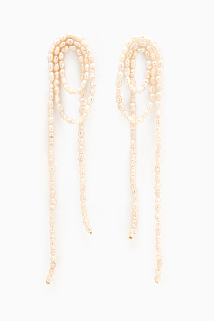 

Vroom Earrings with Pearls, White