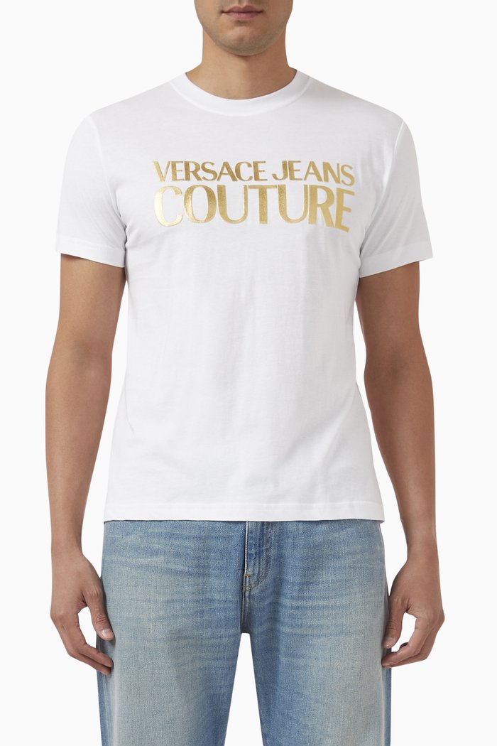 Foil Logo T-shirt in Cotton, Blue