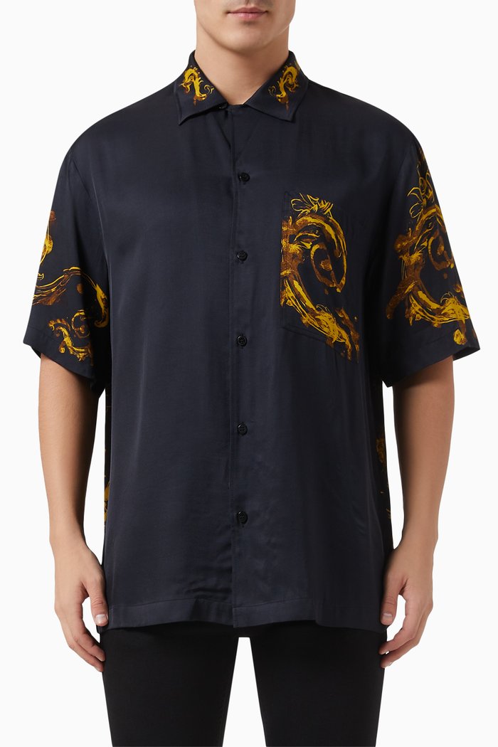 Logo Shirt in Viscose-twill, Black