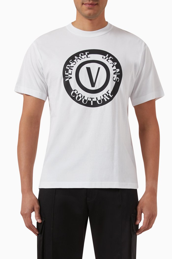 

V-emblem Logo T-shirt in Cotton, Blue
