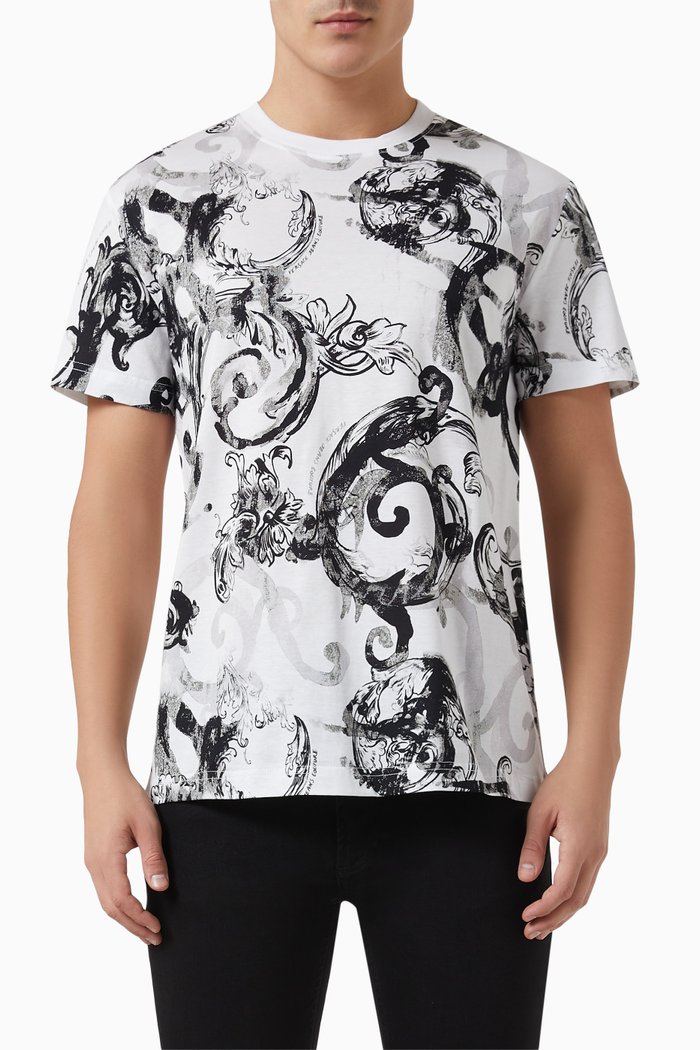 

Baroque Motif T-Shirt in Cotton, White