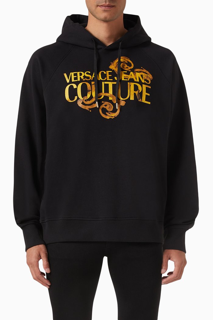 

Baroque Drawstring Hoodie in Cotton, Black
