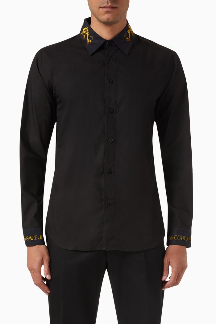 

Baroque Button-up Shirt in Cotton, Black