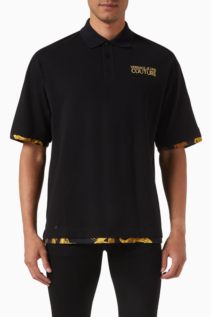 

Baroque Polo Shirt in Cotton, Black
