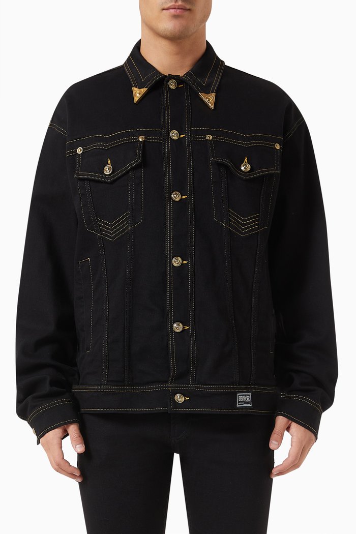 

Medusa Button Jacket in Denim, Black