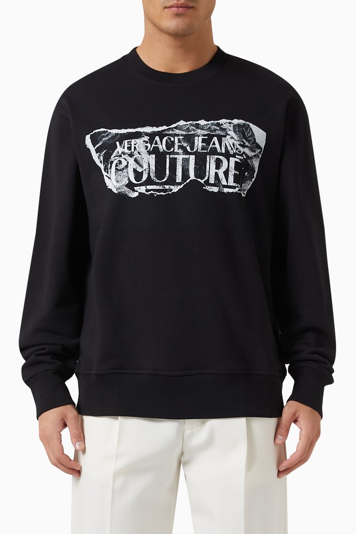 

Magazine Institutional Logo Sweatshirt in Cotton Jersey, Black