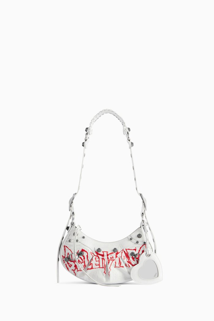 

XS Le Cagole DIY Metal Shoulder Bag in Arena Lambskin, White