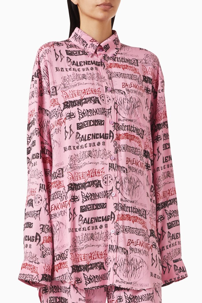 

DIY Metal All-over Large-fit Shirt in Viscose Poplin, Pink