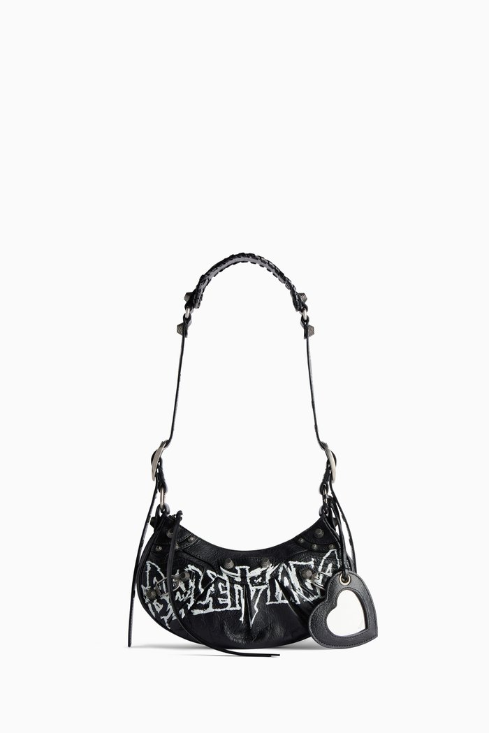 

XS Le Cagole DIY Metal Shoulder Bag in Arena Lambskin, Black