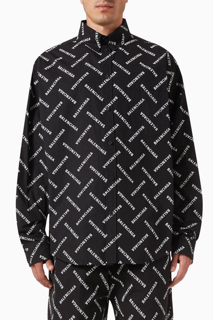 

Bal Diagonal Large-fit Shirt in Cotton-poplin, Black
