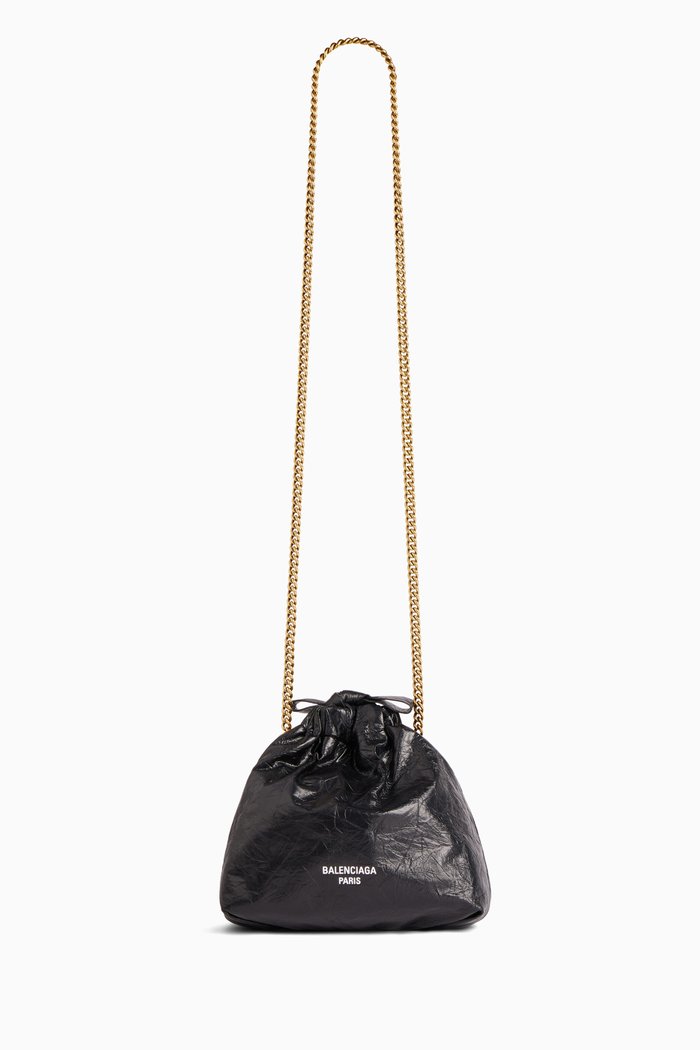 

XS Crush Tote Bag in Calfskin Leather, Black