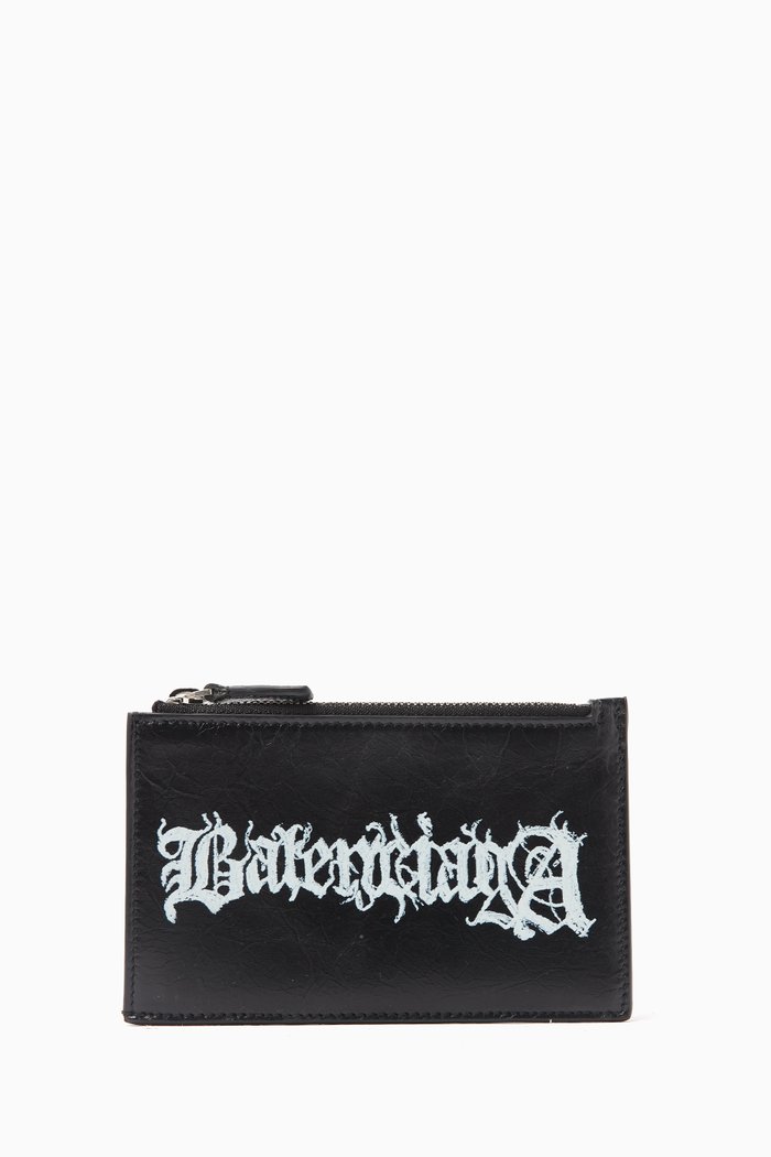 

DIY Metal Cash Large Long Coin & Card Holder in Arena Lambskin, Black