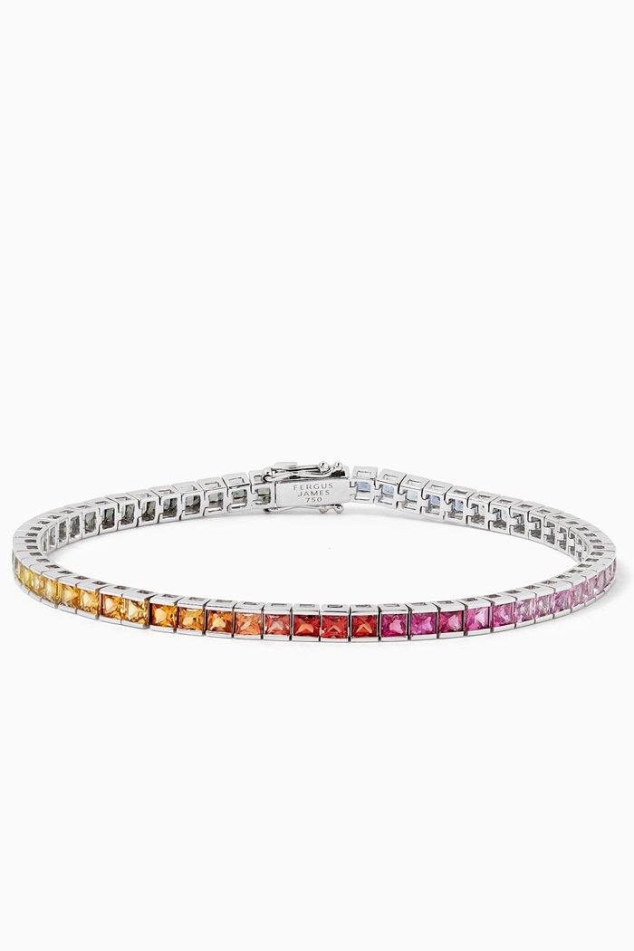 Rainbow Sapphire Tennis Bracelet in 18kt White Gold, Multicolour