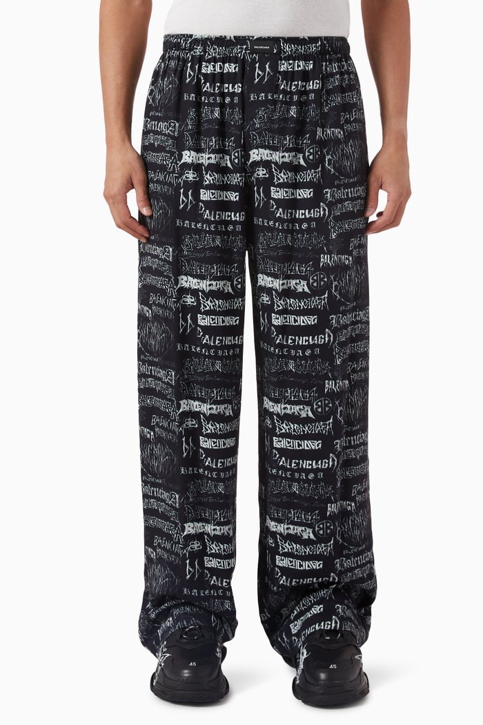

DIY Metal Logo Pyjjama Pants in Viscose-poplin, Black