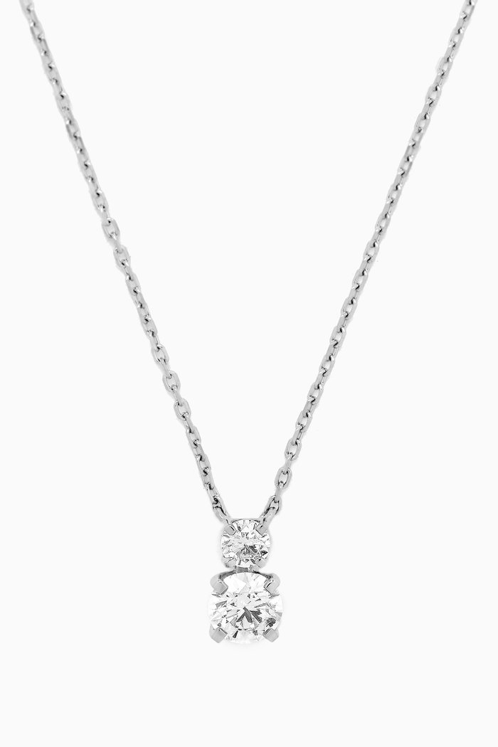 Round Diamond Drop Pendant Necklace in 18kt White Gold