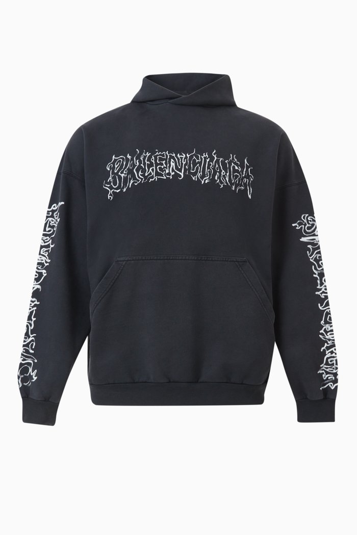 

DIY Metal Outline Oversized Hoodie in Cotton-fleece, Black