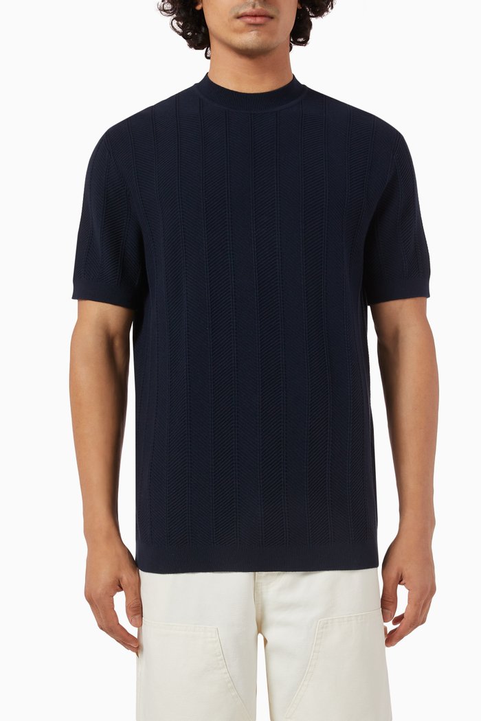 

Short Sleeve T-shirt in Cotton Blend, Blue