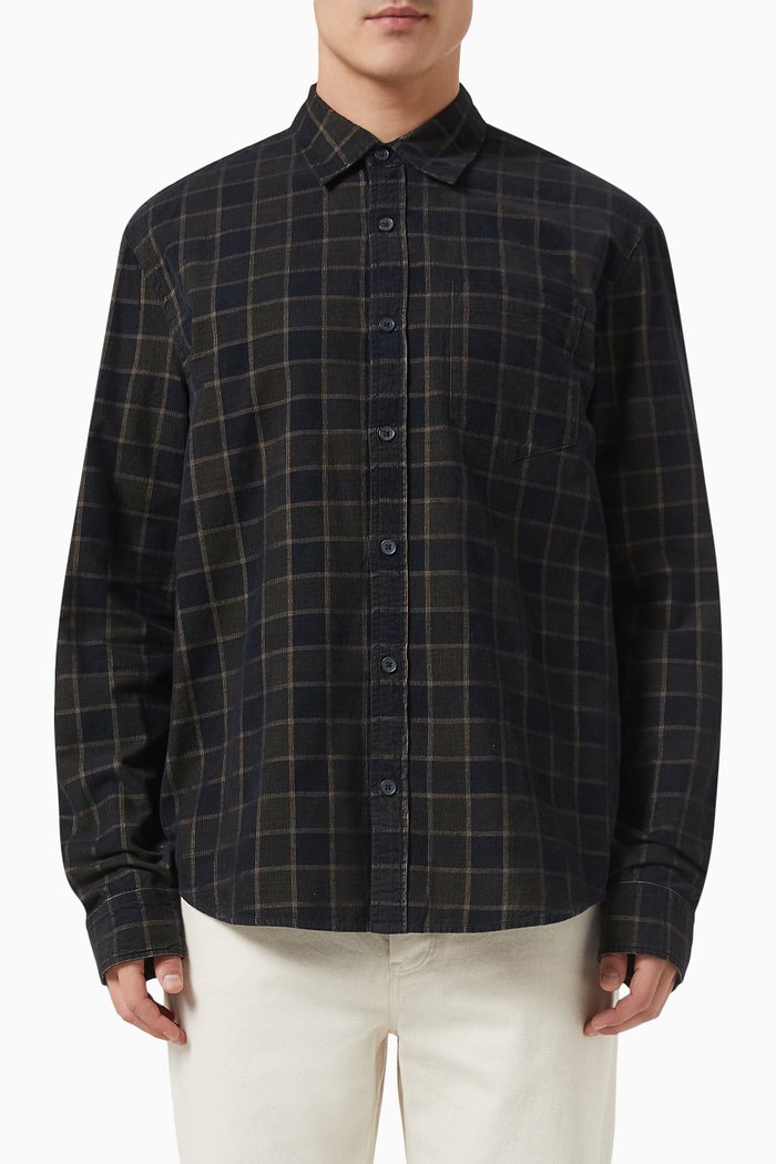 SHelly Check Print Shirt in Cotton, Black