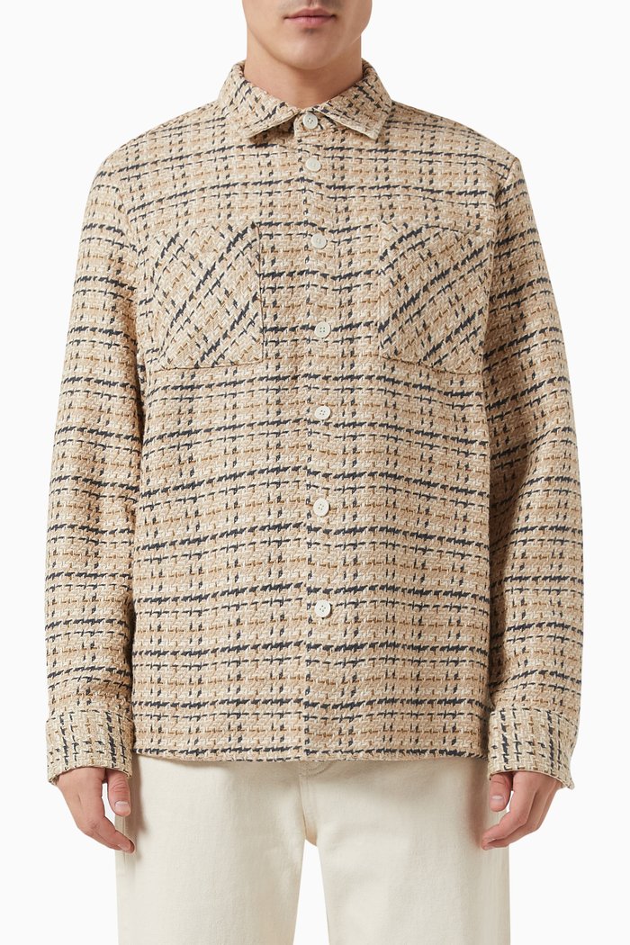 

Eden Check Whiting Overshirt in Cotton, Neutral