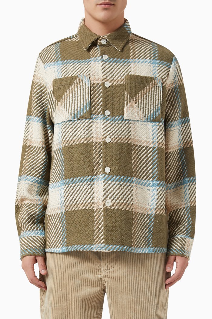 

Lever Check Whiting Overshirt in Cotton, Neutral