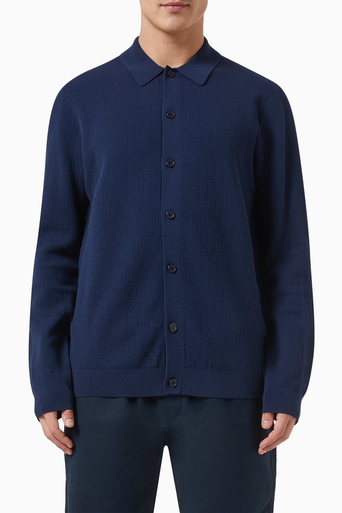

Tristan Ribbed Shirt in Cotton, Blue
