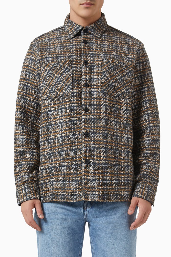 

Eden Check Whiting Overshirt in Cotton, Neutral