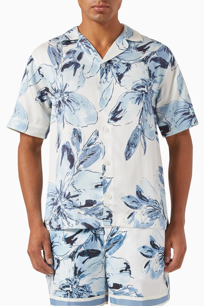 

Hopper Floral Shirt in Tencel, Blue