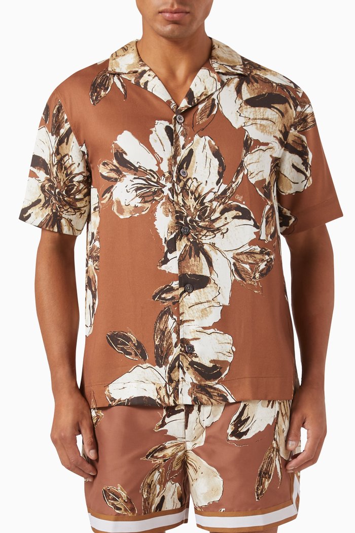 

Hopper Floral Shirt in Tencel, Brown