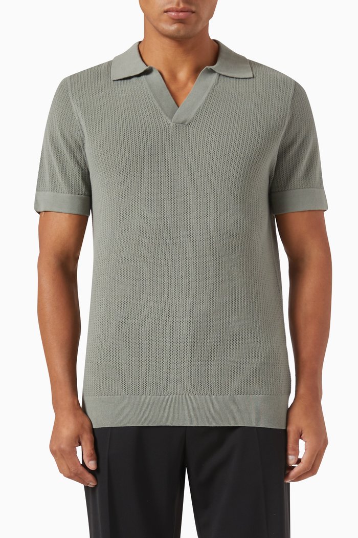 

Libera Polo Shirt in Cotton Knit, Grey