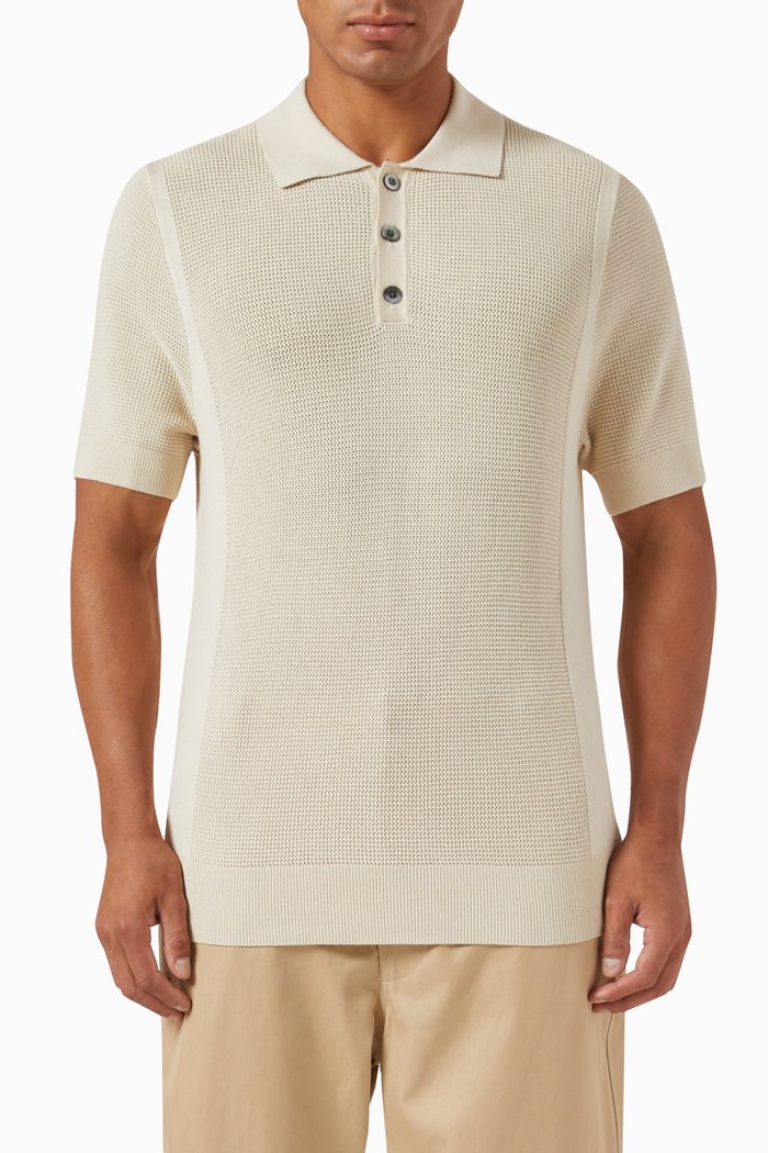 

Marley Polo Shirt in Rayon-nylon Blend Knit, Neutral