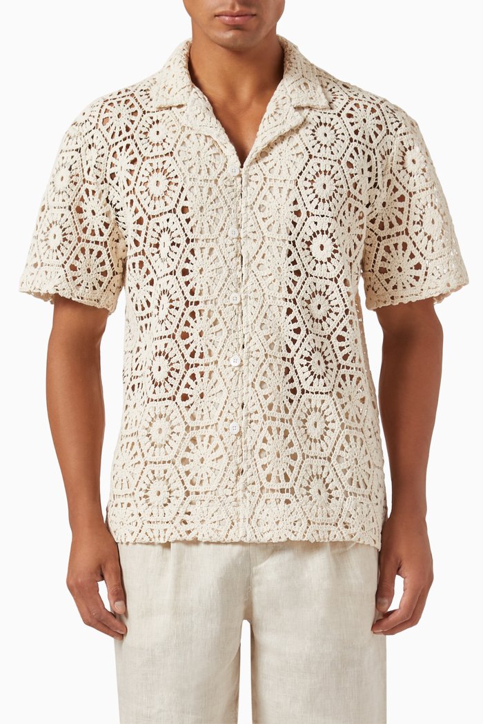 

Gentleman Shirt in Crochet Knit, White