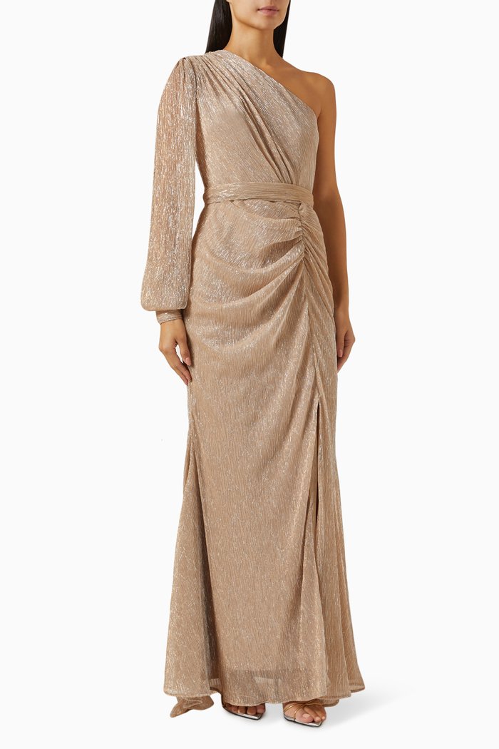 

One-shoulder Maxi Dress, Gold
