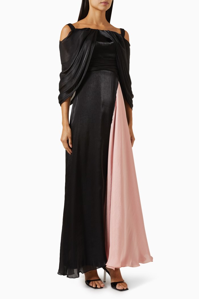 

Drape Off-shoulder Maxi Dress, Black