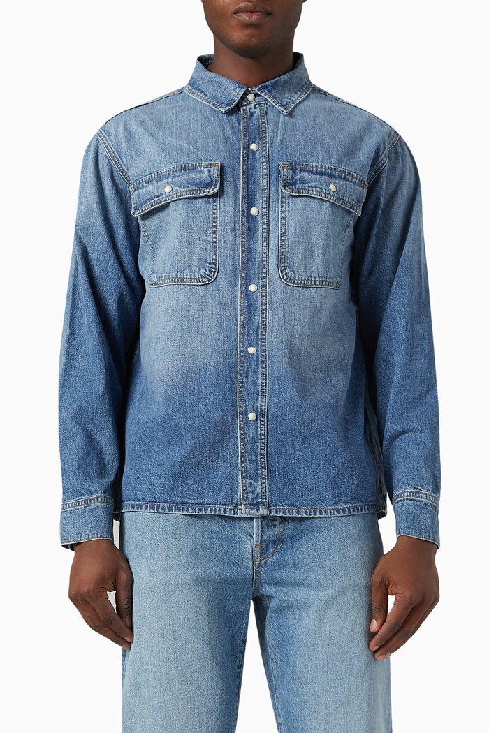 

Button-down Work Shirt in Denim, Blue