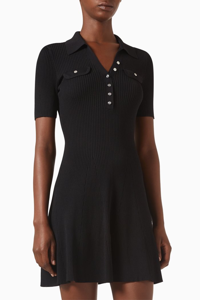 

Rimosette Mini Dress in Rib-knit, Black