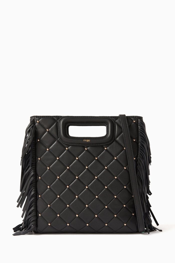 

Studded M Crossbody Bag in Leather, Black