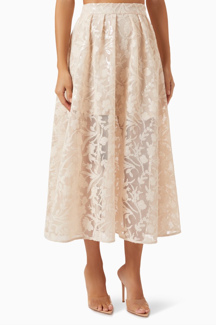 

Jupon Midi Skirt in Tulle, Neutral