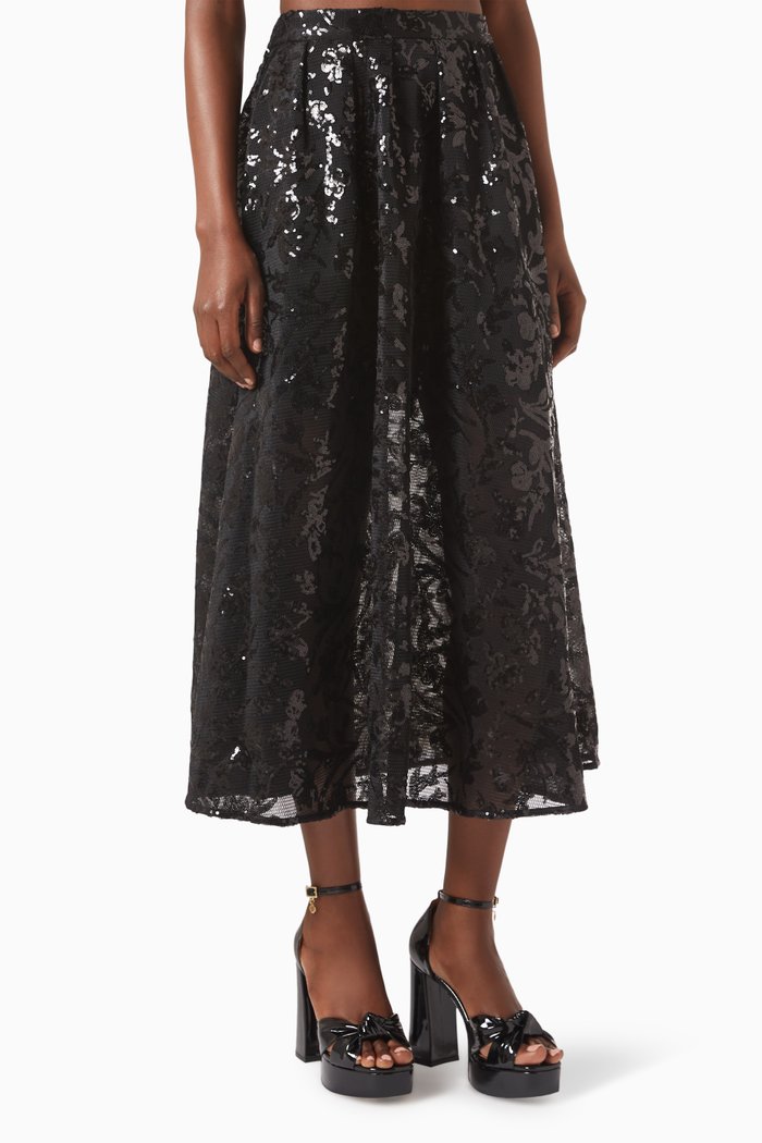 Jupon Midi Skirt in Tulle, Black