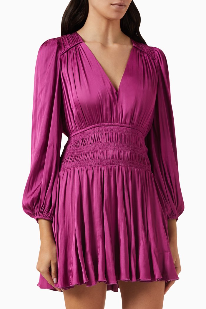 Risaphir Mini Dress in Satin, Pink