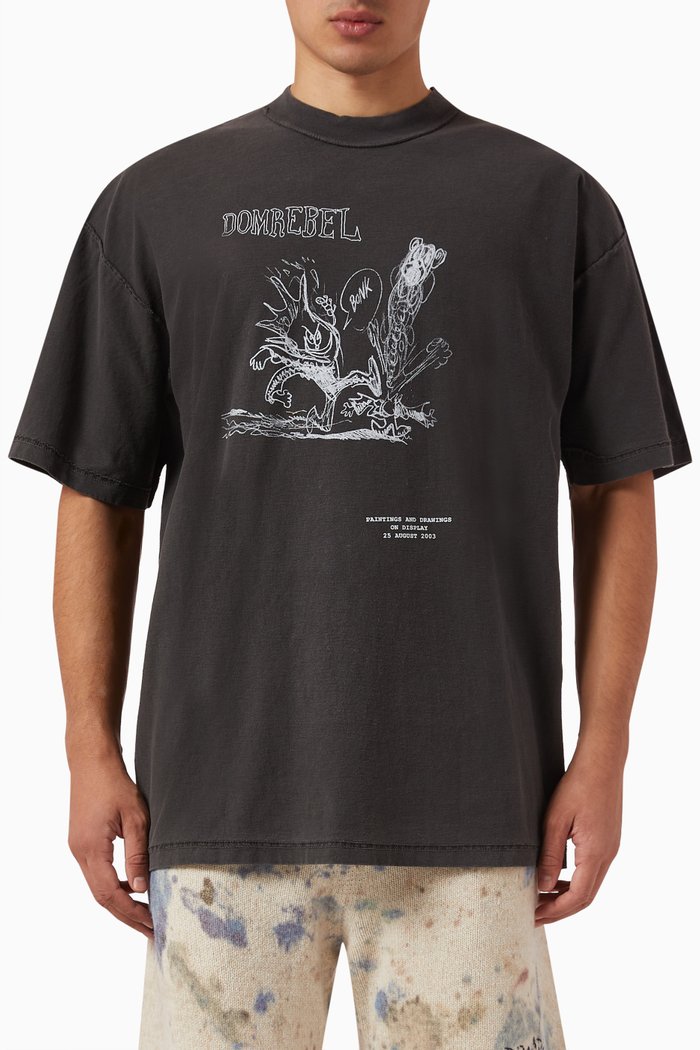 

Comic Kick T-shirt in French-terry, Black