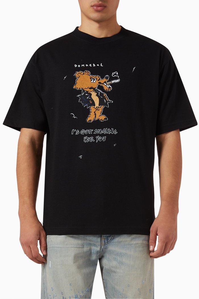 

Quit T-shirt in French-terry, Black